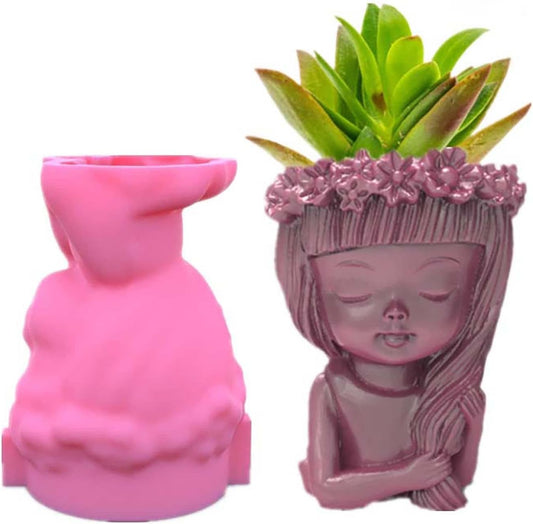 F19-G45 cement flower pot molds girl