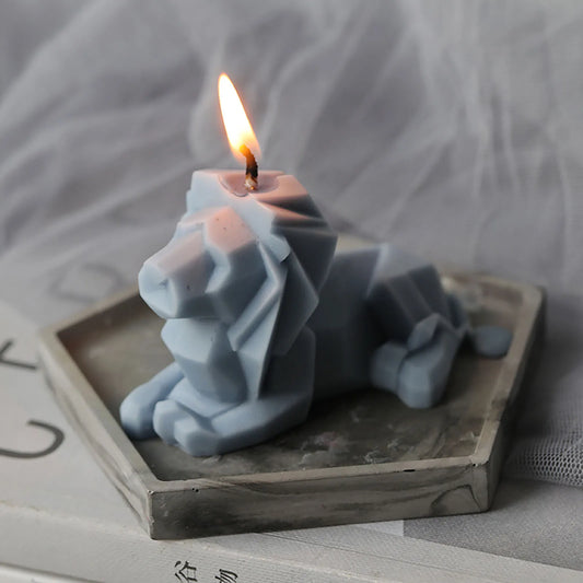 3D Candle Molds Pillar Silicone Soap Mold Geometric Lion DIY Handmade Wax Moulds