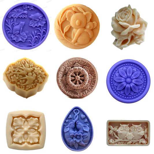 Silicone Soap Mold Form Flower Bird Dragon Fish DIY Craft Handmade Soap Candle Resin Mould