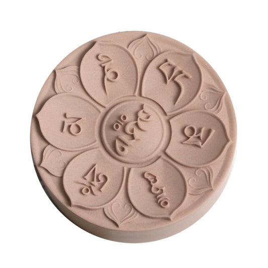 Grainrain Om Mani Padme Hum Soap Mold Silicone Craft Candle Resin DIY Handmade Mold Round