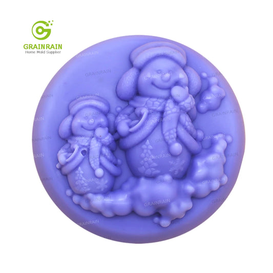 Grainrain Snowman Soap Mold Silicone Christmas Soap Making Mould Candle DIY Handmade Mold