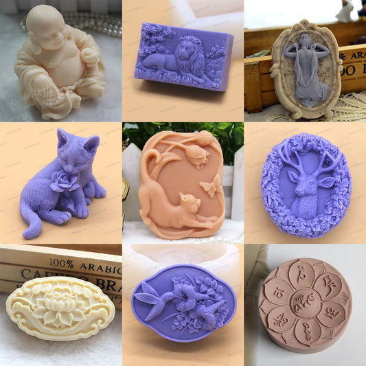 Silicone Soap Mold Form Cat Deer Bird Flower DIY Craft Handmade Soap Candle