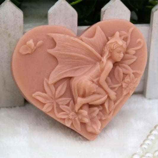 Grainrain Heart Shaped Fairy Mold Silicone Soap Bar Mold Handmade Craft Candle Resin Mold