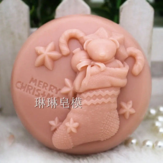 Grainrain Christmas Sock Soap Mold Silicone Soap Making Mould Candle DIY Handmade Mold