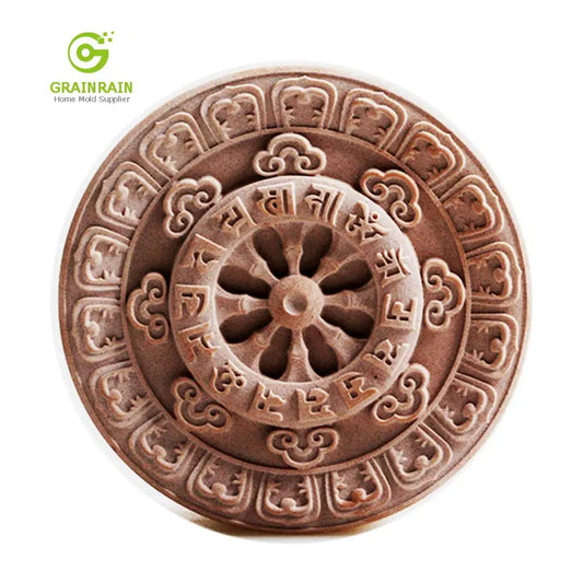 Grainrain Sakyamuni Buddha Mantra Silicone Soap Mold Craft Candle Resin DIY Mold Round