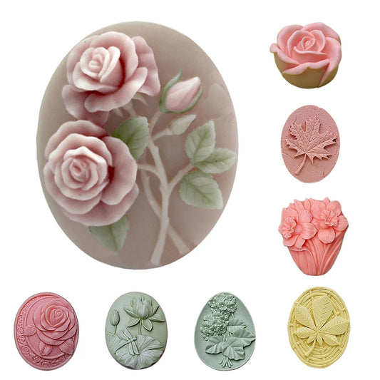 Flower Soap Silicon Molds Leaf Soap Form Lotus Soap Making Supplies Oval Soap Mold Rose Silicone Mold Soap