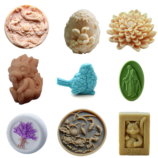 Silicone Soap Mold Form Flower Bird Dragon Fish DIY Craft Handmade Soap Candle Resin Mould