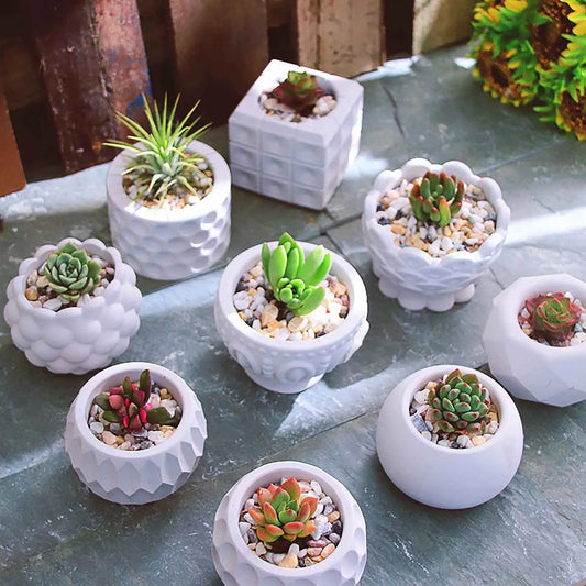 Round Cement Mold Handmade Concrete Succulent Flower Pot Silicone Planter Mould