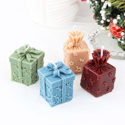 Christmas Bow Gift Box 3D Candle Mold Silicone Soap Making Craft Soy Wax Mould