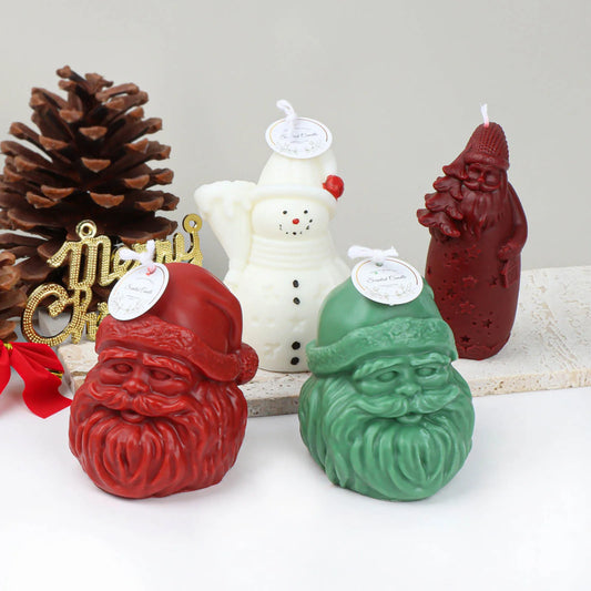 3D Silicone Candle Mold Making Handmade Chirstmas Santa Snowman Wax Soap Mould