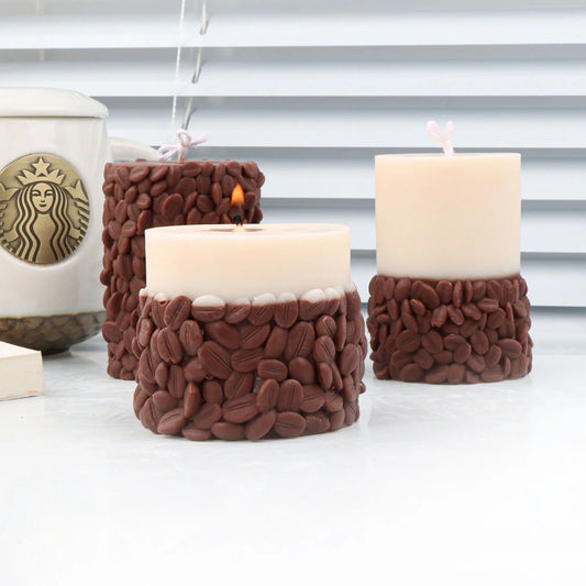 Coffee Bean Cylinder 3D Candle Mold Silicone Soap Making Craft Soy Wax Mould