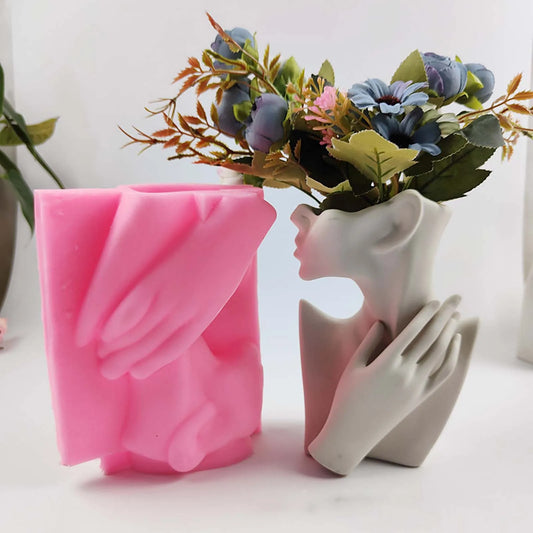 Lady Cement Mold Handmade Concrete Succulent Flower Pot Silicone Planter Mould