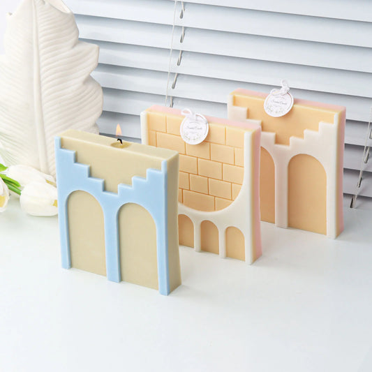 Square Brick Wall Arch 3D Candle Mold Silicone Soap Making Craft Soy Wax Mould