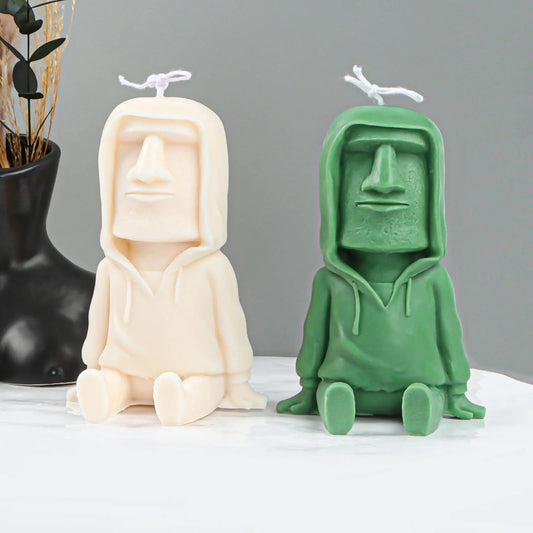 3D Silicone Candle Mold Making Handmade Moai Stone Man Soy Wax Soap Mould