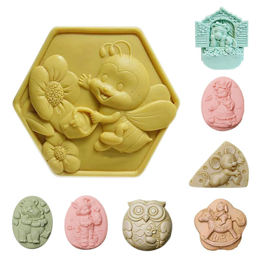 Animal Soap Silicon Molds Bee Soap Form Rabbit Soap Making Supplies Owl Soap Mold Bear Silicone Mold Soap