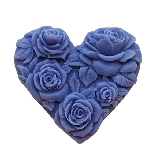 Rose Flowers Heart Shaped White DIY Craft Art Handmade Soap Making Molds Flexible Soap Mold Silicone Soap Mould Soap