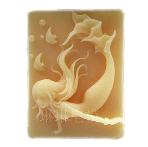 Mermaid and Fishes Rectangle White Silicone Soap molds Craft Art Mould DIY Handmade for Soap Making Handmade