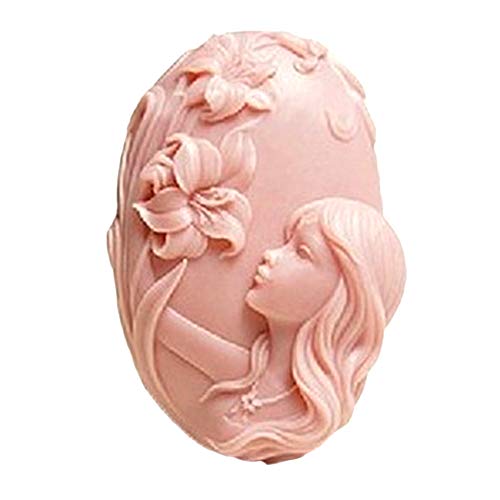 Girl Watching Flower Oval White Silicone Soap molds Craft Art Mould DIY Handmade for Soap Making Handmade
