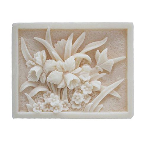 Flowers Rectangle White DIY Craft Art Handmade Soap Making Molds Flexible Soap Mold Silicone Soap Mould Soap