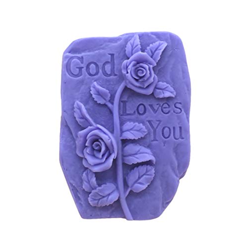 Rose God Love You White Silicone Soap Mould Soap Making Molds DIY Craft Art Handmade Flexible Soap Mold