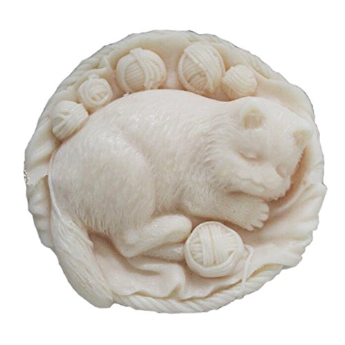 Cat and Knitting Wool Ball Craft Art Silicone Soap Mold Craft Molds DIY Handmade soap molds