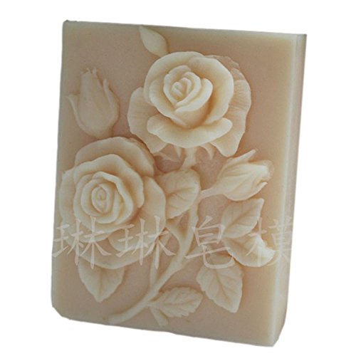 Rose Flowers Rectangle White Silicone Soap Mould Soap Making Molds DIY Craft Art Handmade Flexible Soap Mold