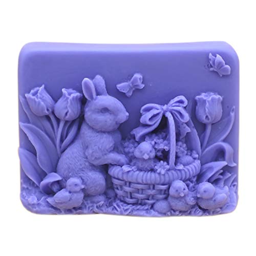 Rabbit Round Soap Making Mold Silicone Soap Molds Resin Molds Handmade Soap Molds DIY Craft Art Molds 1 pc