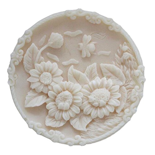 Flowers Round White DIY Craft Art Handmade Soap Making Molds Flexible Soap Mold Silicone Soap Mould Soap