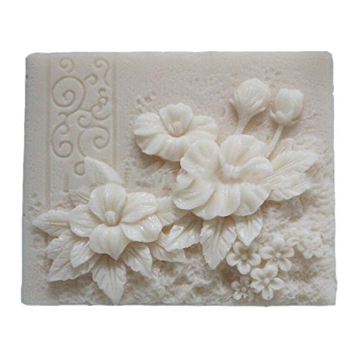 Flowers Rectangle White DIY Craft Art Handmade Soap Making Molds Flexible Soap Mold Silicone Soap Mould Soap