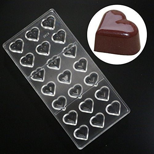 19330 / DIY Chocolate Molds Clear Hard Plastic Polycarbonate PC Mould 21 Hearts Shaped