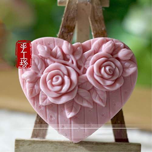 Rose Flower Silicone Soap Bar Molds Heart Shaped DIY Craft Handmade Soap Mold