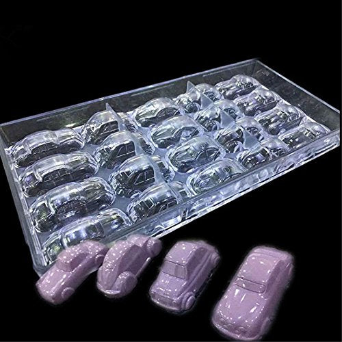 19392 / Small Cars Polycarbonate Chocolate Mold Mould Clear Hard Chocolate Maker Professional Candy Jelly Mould Cake Decoration Mold