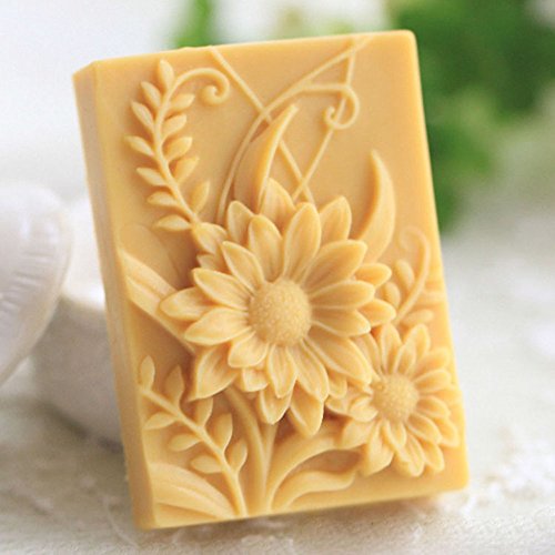 Rectangle Flower White Silicone Soap Mould Soap Making Molds DIY Craft Art Handmade Flexible Soap Mold