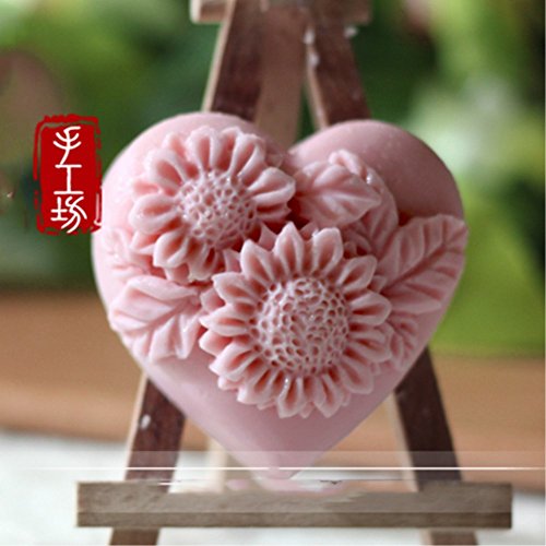 Sun Flower Silicone Soap Bar Molds Heart Shaped DIY Craft Handmade Soap Mold