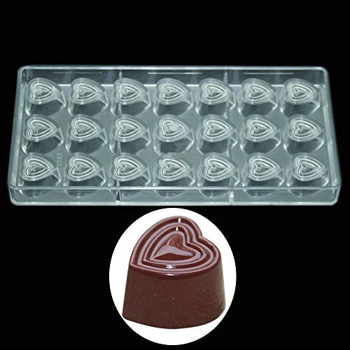 19353 / Heart in Heart DIY Chocolate Molds Clear Hard Plastic Polycarbonate PC Mould