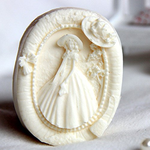 Girl in Hat Oval White Silicone Soap molds Craft Art Mould DIY Handmade for Soap Making Handmade